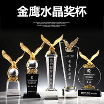 Creative Premium Metal Eagle Crystal Trophy Medal Bespoke Sales Champion Golden Eagle Award Annual Meeting Souvenir
