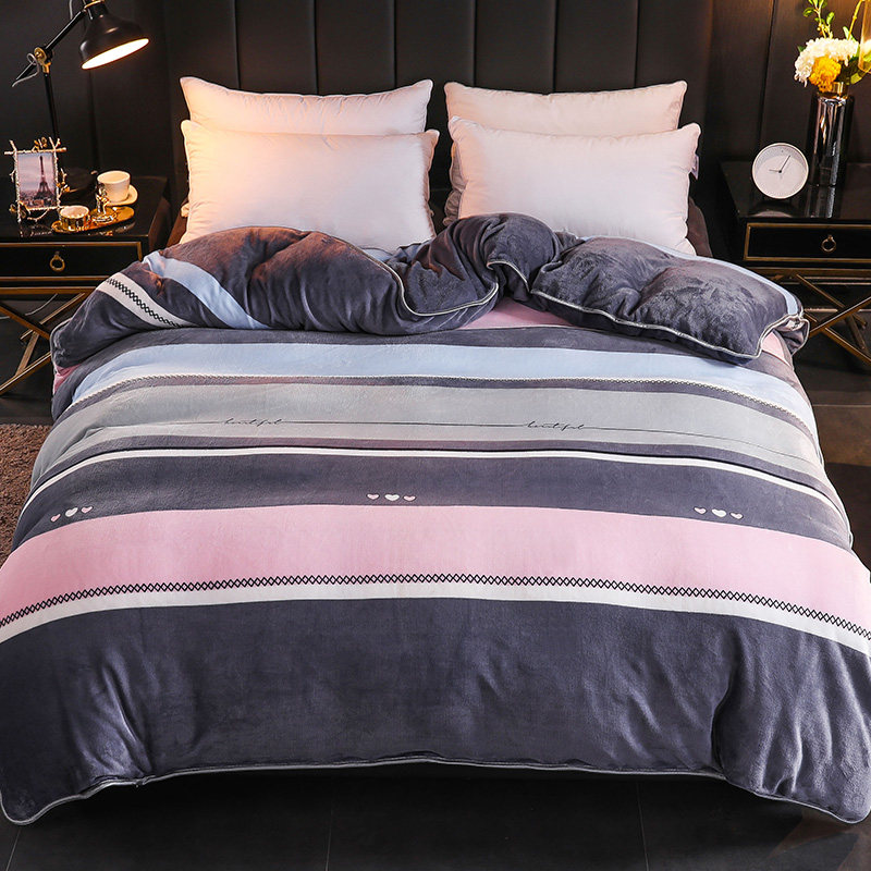 Coral duvet cover single piece winter double plus pile double sided velvet thick insulation single 1.5m flannel quilt cover