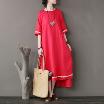 Original national style womens dress stitching embroidery