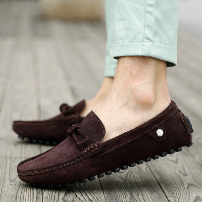 2022 Summer new bean-bean shoes Men's Korean version frosted genuine leather driving trend Inlan set foot sloth casual men's shoes