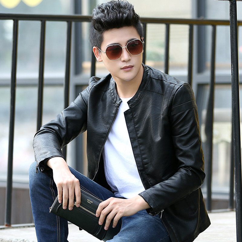 Leather clothes men in autumn 2022 new Han edition and fit - in men's jacket coat matures and heavy