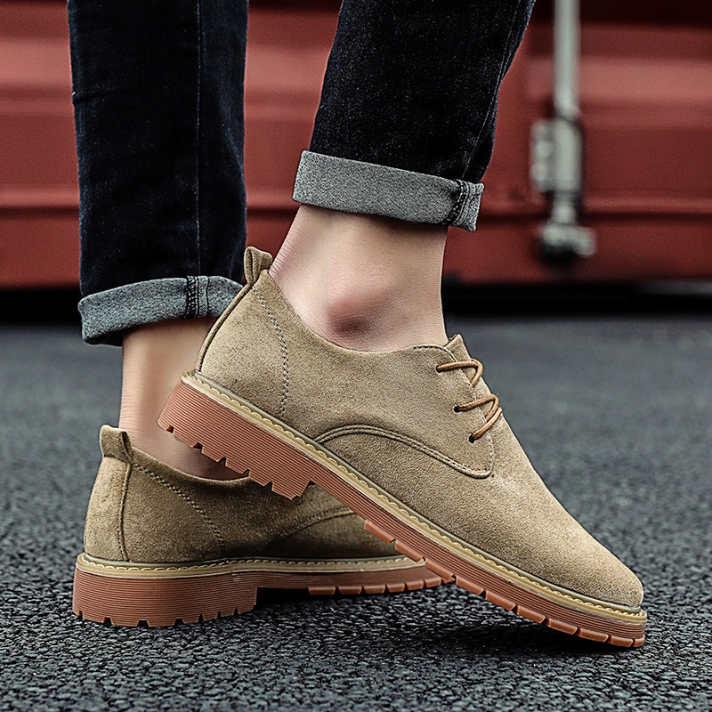 Short boots men's 2022 autumn new Korean version all-match British style casual big-toed leather shoes low-top tooling men's shoes