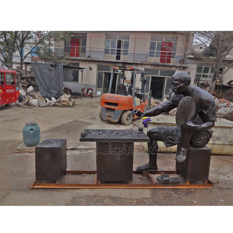 下棋雕塑,玻璃鋼,銅