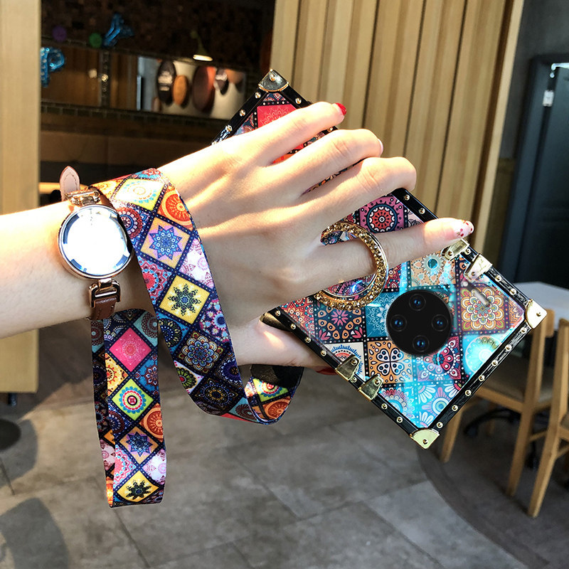 Suitable for Huawei mate30pro mobile phone protection shell square rhombus totem Huawei mate30 Silicone Extravagant plated Japan-ROK full bag anti-fall mate30pro Chinese wind mat