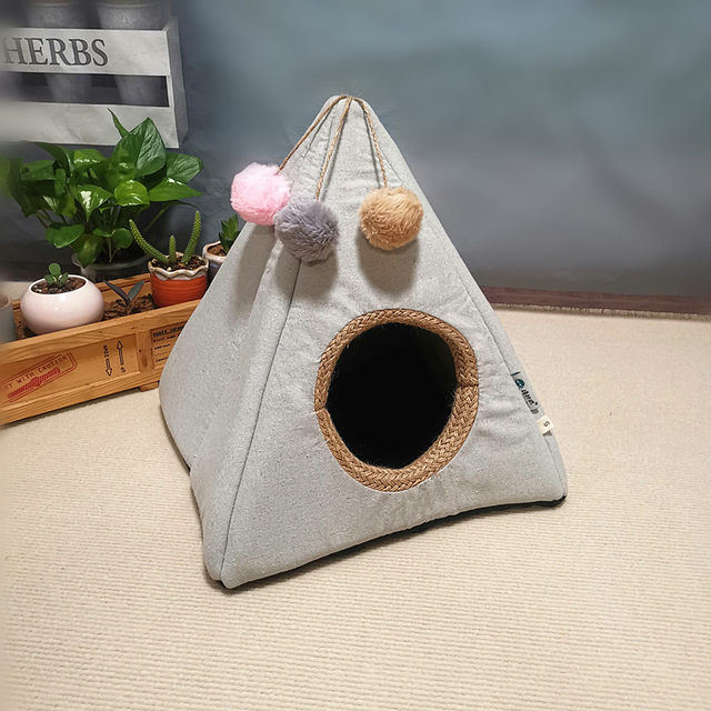 cat kennel pyramid ຮູບຮ່າງສັດລ້ຽງ kennel kennel ປິດລະດູຫນາວອົບອຸ່ນ cat ເຮືອນສັດລ້ຽງອຸປະກອນທົ່ວໄປ