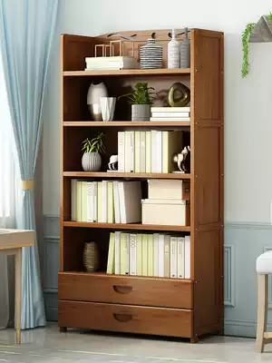 Bookshelf floor shelf Net red solid wood against the wall living room office desktop shelf light luxury display bookcase