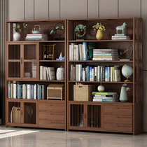 Bookshelf shelf Simple multi-layer floor-to-ceiling solid wood Simple childrens solid wood household student living room storage bookcase