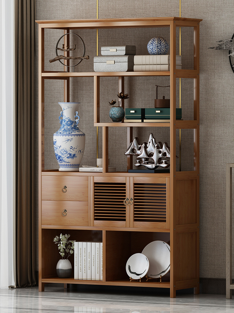 Bogu rack Solid wood Chinese style tea rack Storage rack Display rack Living room Bamboo multi-treasure lattice rack New Chinese style floor-to-ceiling