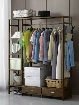 Xinghe Jianyuan Nanzhu cabinet with smoking coat rack hanging hanger floor bedroom household indoor clothing rack storage rack
