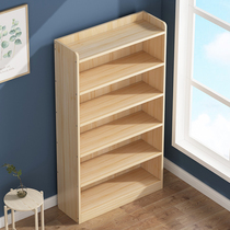 Solid wood bookcase bookcase floor storage rack simple thickened living room pine wood against the wall childrens bedroom home storage cabinet
