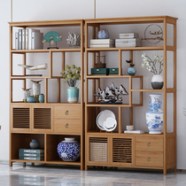 Bogo shelf solid wood Chinese style tea Shelf shelf display stand living room bamboo Duobao lattice rack new Chinese landing