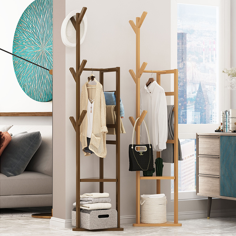 Cloakcoat hanger Hanger Ground Floor Bedroom Home Simple Modern Solid Wood Minimalist Bamboo Shelve Dormitory Students contained