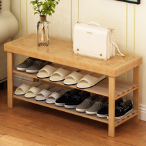 Shoe rack Simple household indoor good-looking space-saving economy solid wood can sit on the shoe cabinet Bamboo storage artifact shoe stool