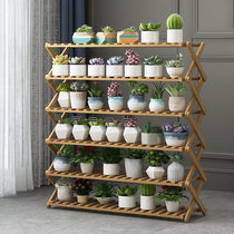 Flower stand balcony indoor living room floor-to-ceiling simple multi-layer shelf fleshy green basket flower pot solid wood bonsai shelf
