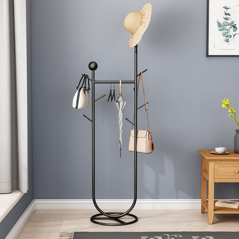 Floor hanghanger Clothes hat rack Bedroom clothes rack small hanging bag rack Easy clothes hat One piece of creative clothes and hat rack