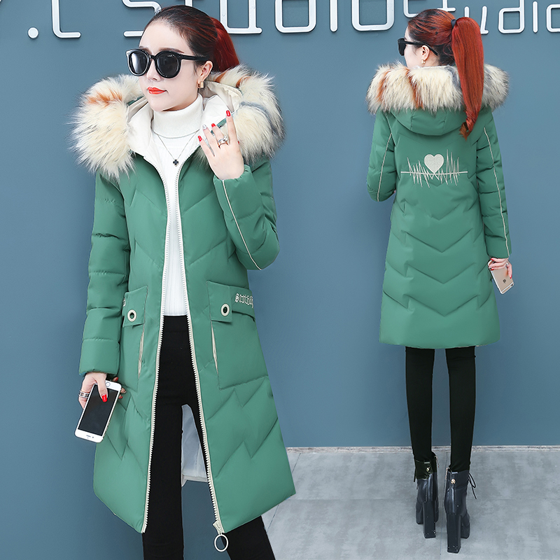 Mùa đông 2019 mới xuống bông quần áo Hàn Quốc phiên bản của chiếc áo khoác thân bông ins thêu vừa bông dài áo triều nữ