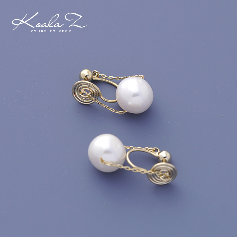 (A Natural Pearl) Commuting Retro Court Hong Kong Style Girl Earrings Earrings Ear Studs No Ear Holes Mosquito Incense Plate Ear Clips