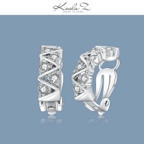 European and American advanced sense simple design Silver C- shaped semicircular zircon earrings without ear hole ear clip salt series Daily match