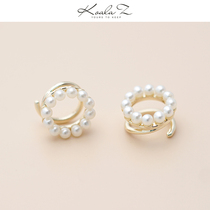 Japan on sale light luxury style round pearl earrings earrings earlobe clip European and American advanced sense without ear hole female Japanese series