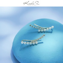 Advanced feel earlobe clip does not hurt simple niche design curve pearl ear clip ins Wind earrings ear clip