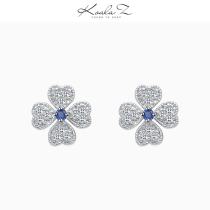Four-leaf clover classic diamond stud earrings ear clip no ear hole female Japanese Korean