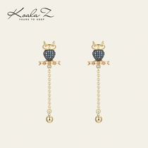KLZ high-end cute owl tassel female temperament earrings without pierced ear clips daily age reduction all-match net red