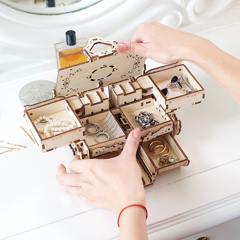 Ukrainian Ugears Antique Jewelry Box Wooden Puzzle Model Gifts Wife Valentine Day Gift