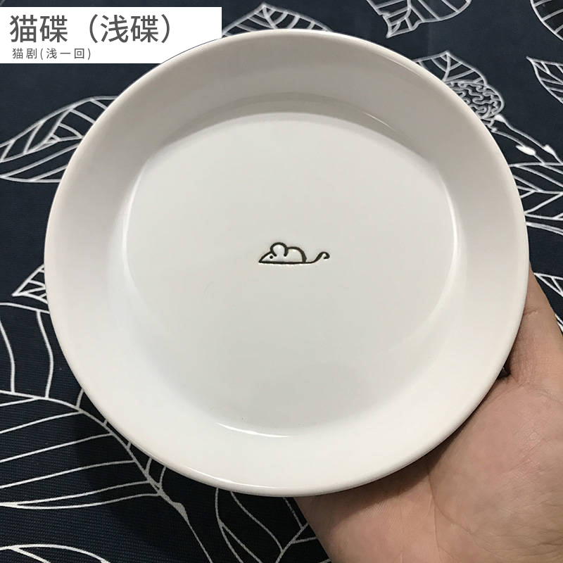 Chó bát gốm bát thức ăn với mèo sáng tạo dễ thương tinh khiết con chó trắng bát uống nước chó lớn không thể biến bát thức ăn cho chó - Cat / Dog hàng ngày Neccessities bình nước tự động cho chó