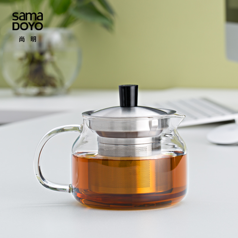Shang Ming thickened heat-resistant glass teapot Stainless steel filter flower teapot Cooking Teapot Kung Fu Tea Tea kettle Tea maker