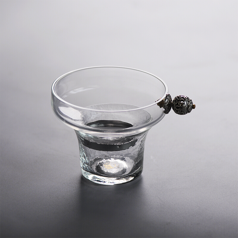 New feather handmade glass heat-resistant high temperature resistant large silver bead filter tea filter tea filter tea set accessories