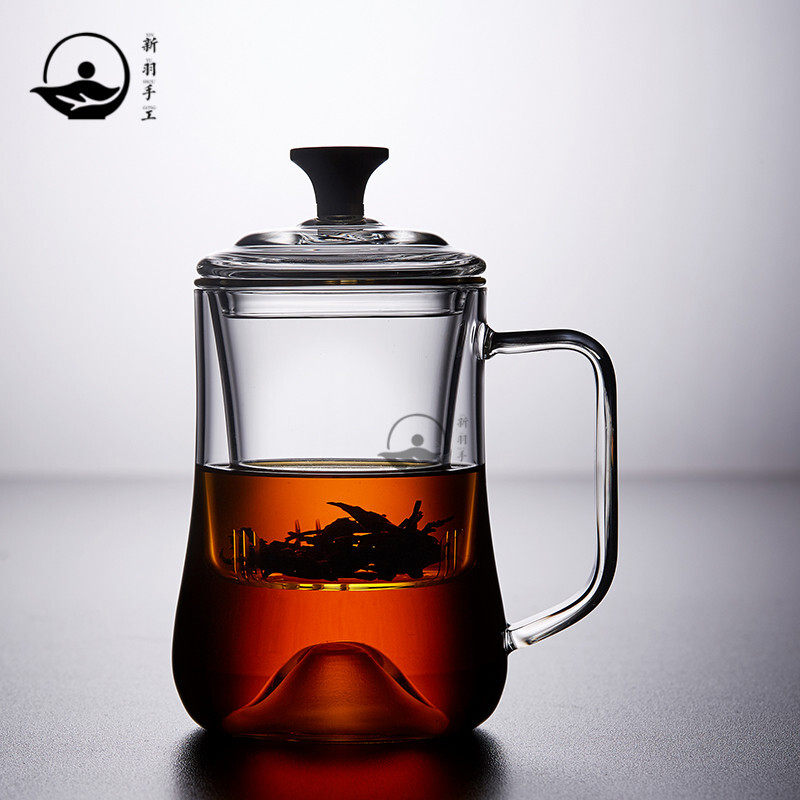 New plume high temperature resistant thickened high boron silicon glass wood beading with filter office Three tea cup personal cups