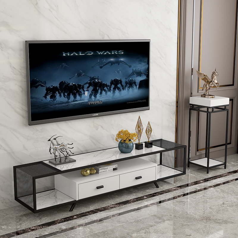 Light luxury slate tea table TV cabinet combination modern minimalist living room Nordic marble TV cabinet bedroom small apartment