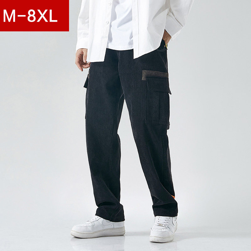 Spring Casual Straight Drum Pants Male Tide Card Street Hip Hop Loose Plus Fattening Overweight Street Straight Drum Hallen Workwear Pants