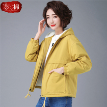 Middle-aged and elderly women padded velvet cotton coat 2021 New loose middle-aged mother cotton coat