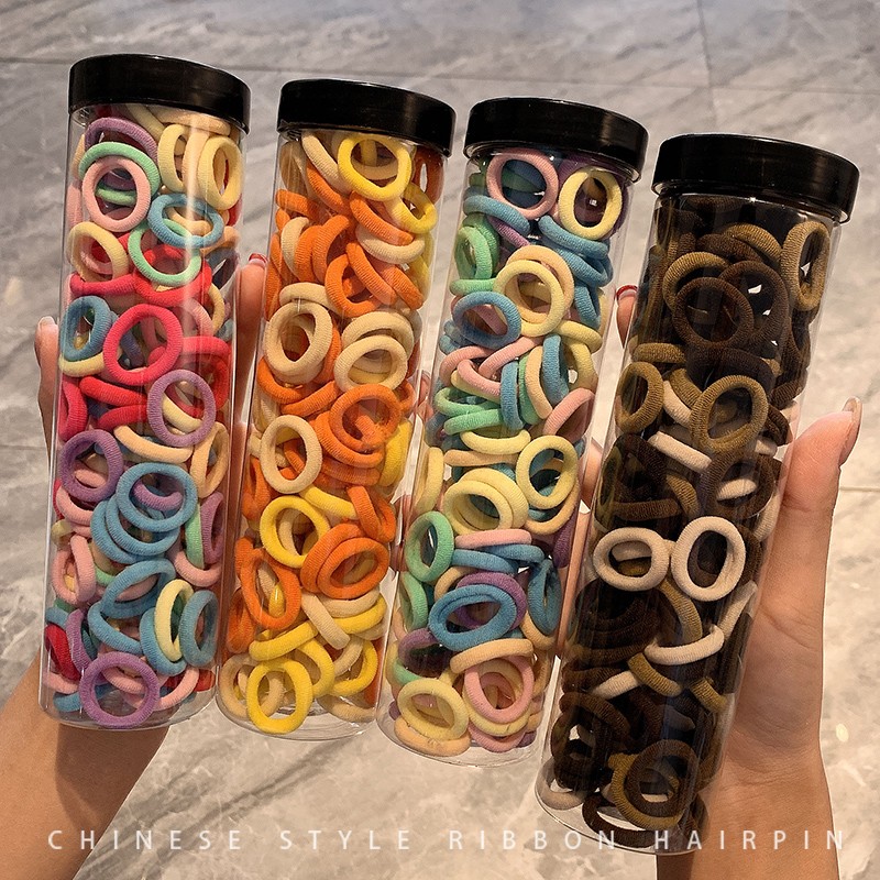 images 0:Children's hair circle Girls with high elastic force ponytail rubber band hair editing without injury baby headline red hair rope cover