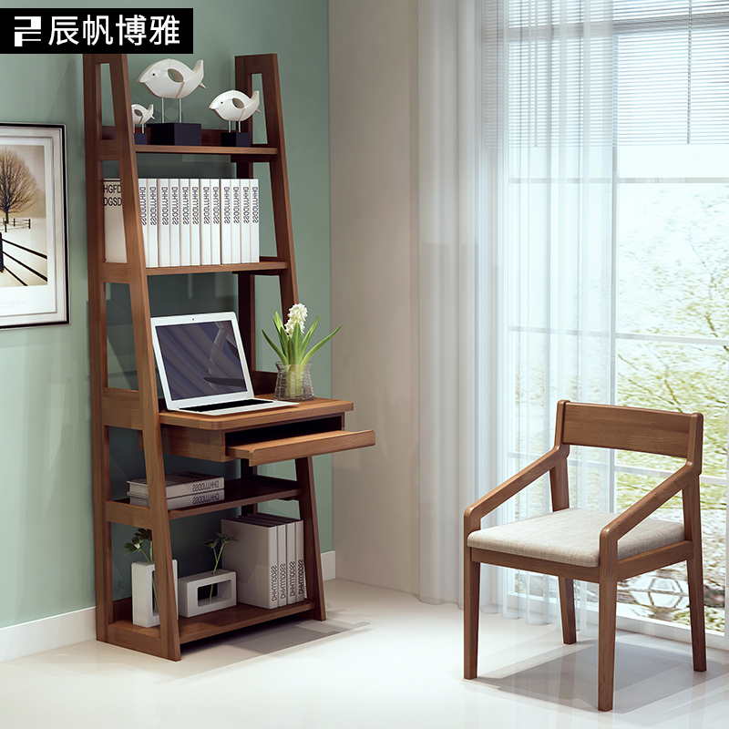 Solid Wood Desk Bookshelf One Bedroom Tail Corner Small Computer