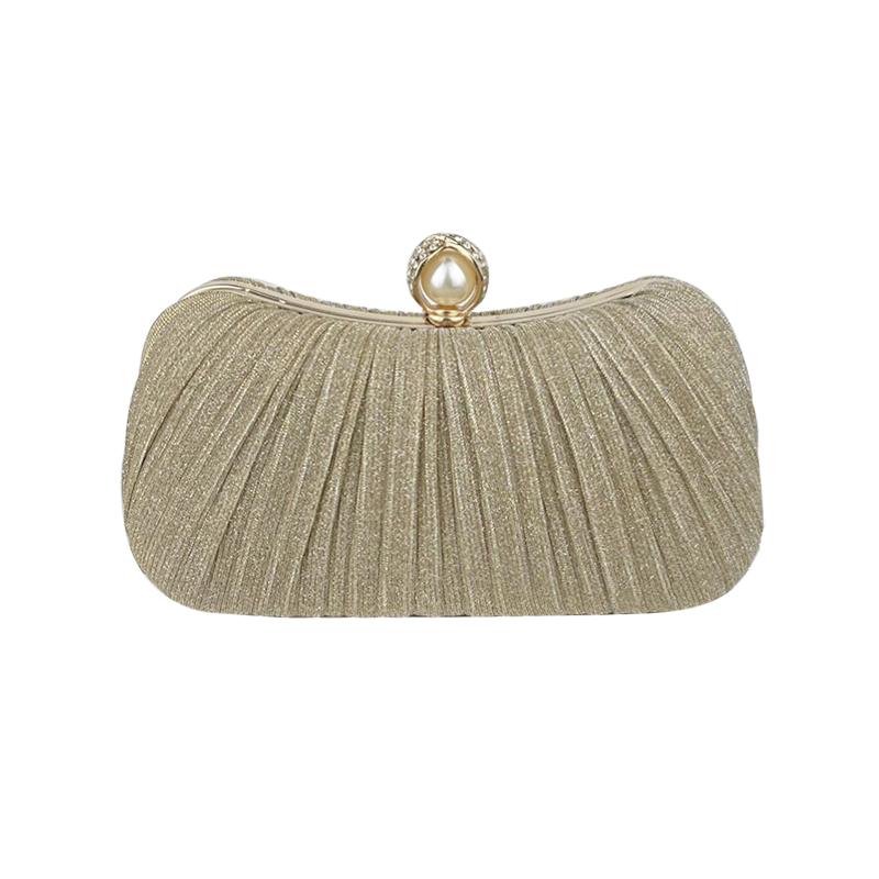Banquet bag with long and short shoulder chains, pleated design style