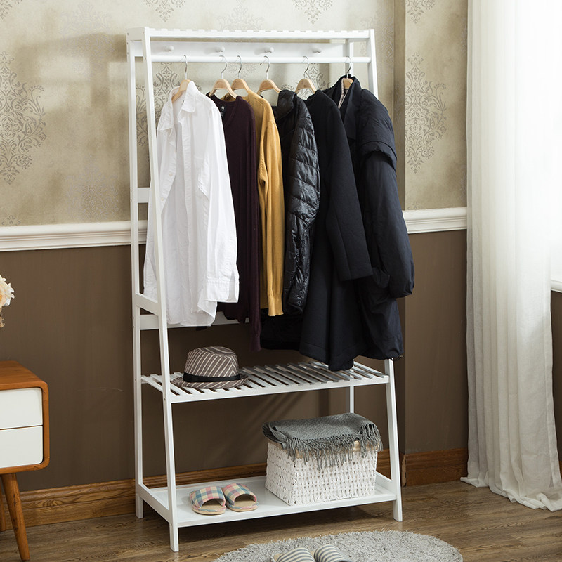 White floor hanger Household coat rack Nordic bedroom shelf Storage clothes finishing corner hanger