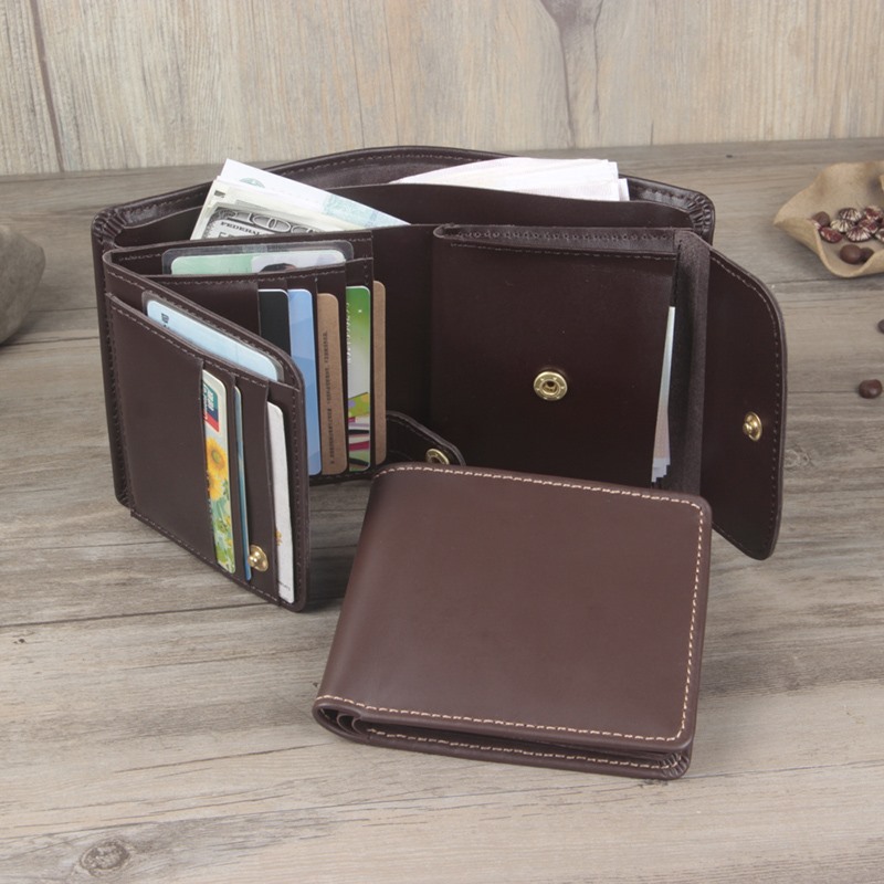 Cow Leather Male Wallet Head Layer Cow Leather Head Layer Bull Leather Clip Short card wallet Leather Wallet Handmade Leather Wallet