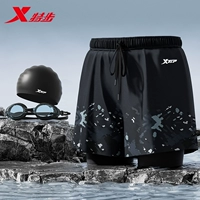 Черный принт [плавки + силиконовая шапочка + очки для плавания]