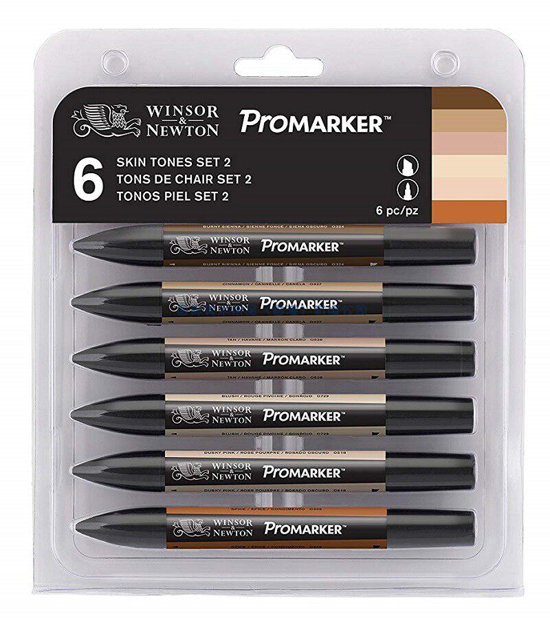 British Original MacPen ProMarker SkinTones Skin Tune Series 6 Color Set Double Head Pen