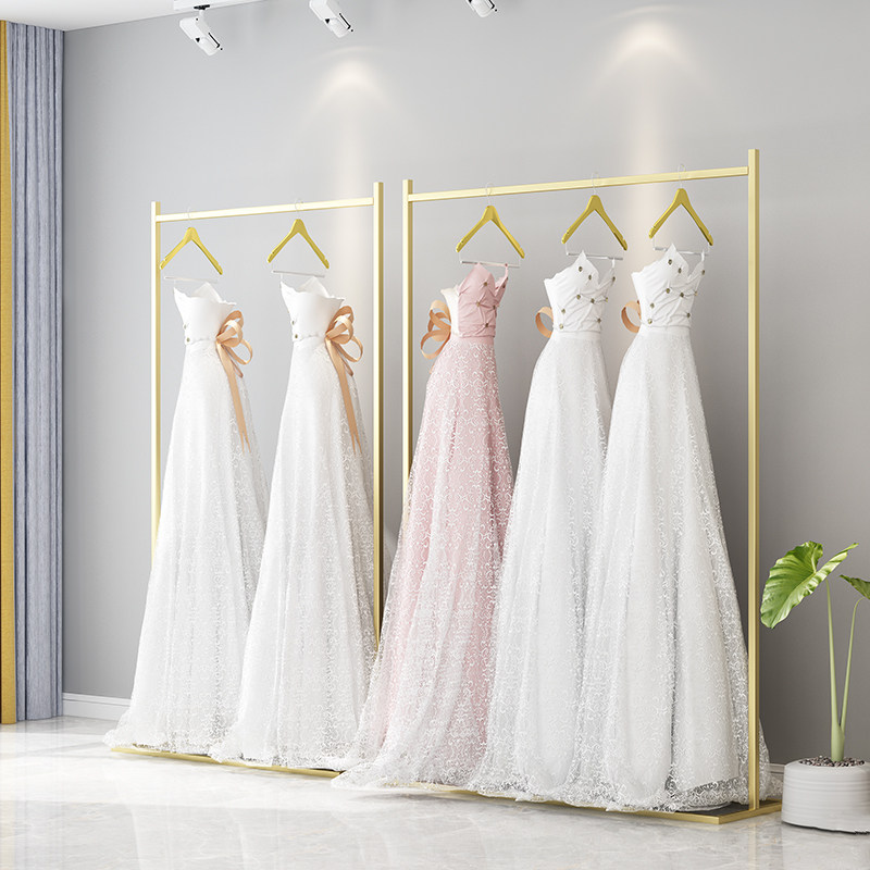 Hanging wedding dress rack floor-to-ceiling high-end photo studio dress display stand wrought iron wedding shop hanger simple cheongsam rack