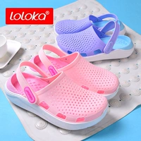 Летние пляжные тапочки в стиле Crocs, повседневные нескользящие мюли