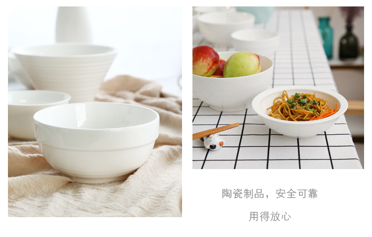 Bát cơm bằng bát canh xà lách bát tròn hộ gia đình khách sạn trắng sáng tạo bộ phở bát lò vi sóng bát đĩa đẹp