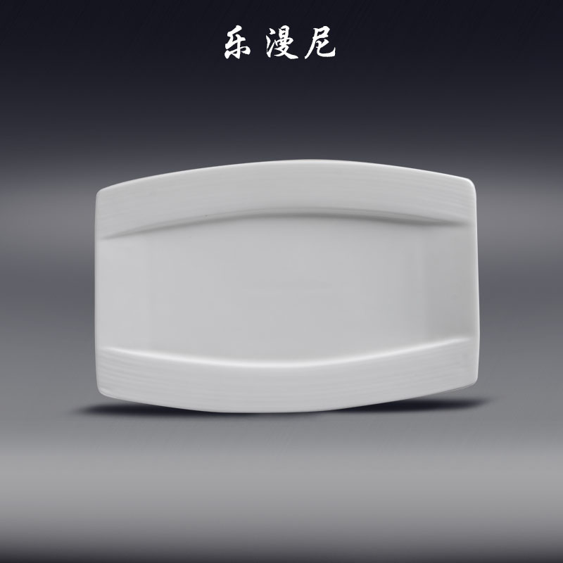 Le diffuse, oblong jinlong ferry plate - white hotel ceramic tableware rectangular white porcelain plate creative hot