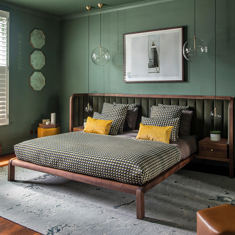 North American Black Walnuts Wood Nordic Solid Wood Bed Double Wedding Bed 1 8 m 1 5 Modern Minimalist Cloth Art Bed Bedroom Furniture