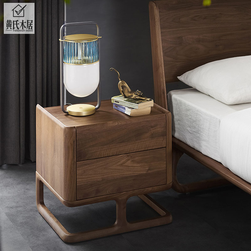 North American Black Walnuts Wood Bed Head Cabinet Innate Approver Modern Full Solid Wood Bedroom Bedside Cabinet Nordic Log Corner Cabinet