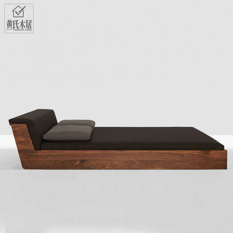 Nordic solid wood bed black walnut tatami bed Japanese-style simple oak 1 8 double bed bedroom floor low bed