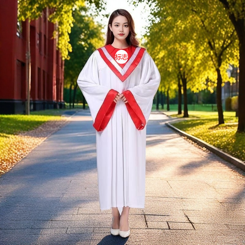 New Style Performance Costumes for Middle-Aged and Elderly Groups, Choir White Robes, Loose-Fitting Large Size, Suitable for Spring, Summer and All Seasons
