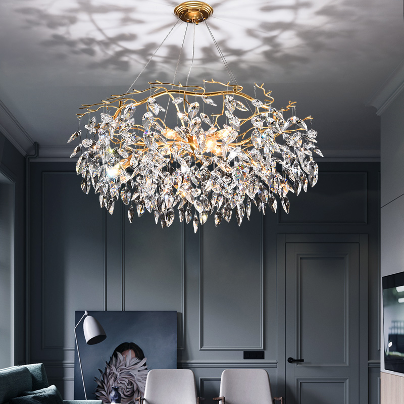 Postmodern light and luxurious chandeliers Branched Crystal Lamp Dining Room Bedroom Atmosphere Minimalist Law Style Designer Creative Living Room Light